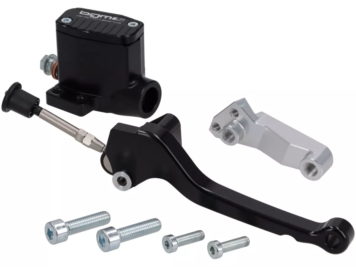 Bomba de freno delantero -BGM PRO SPORT- pistón Ø=11mm, CNC - Vespa 50N, 50L, 50R - faro redondo pequeño (Ø105mm)- derecho, negro
