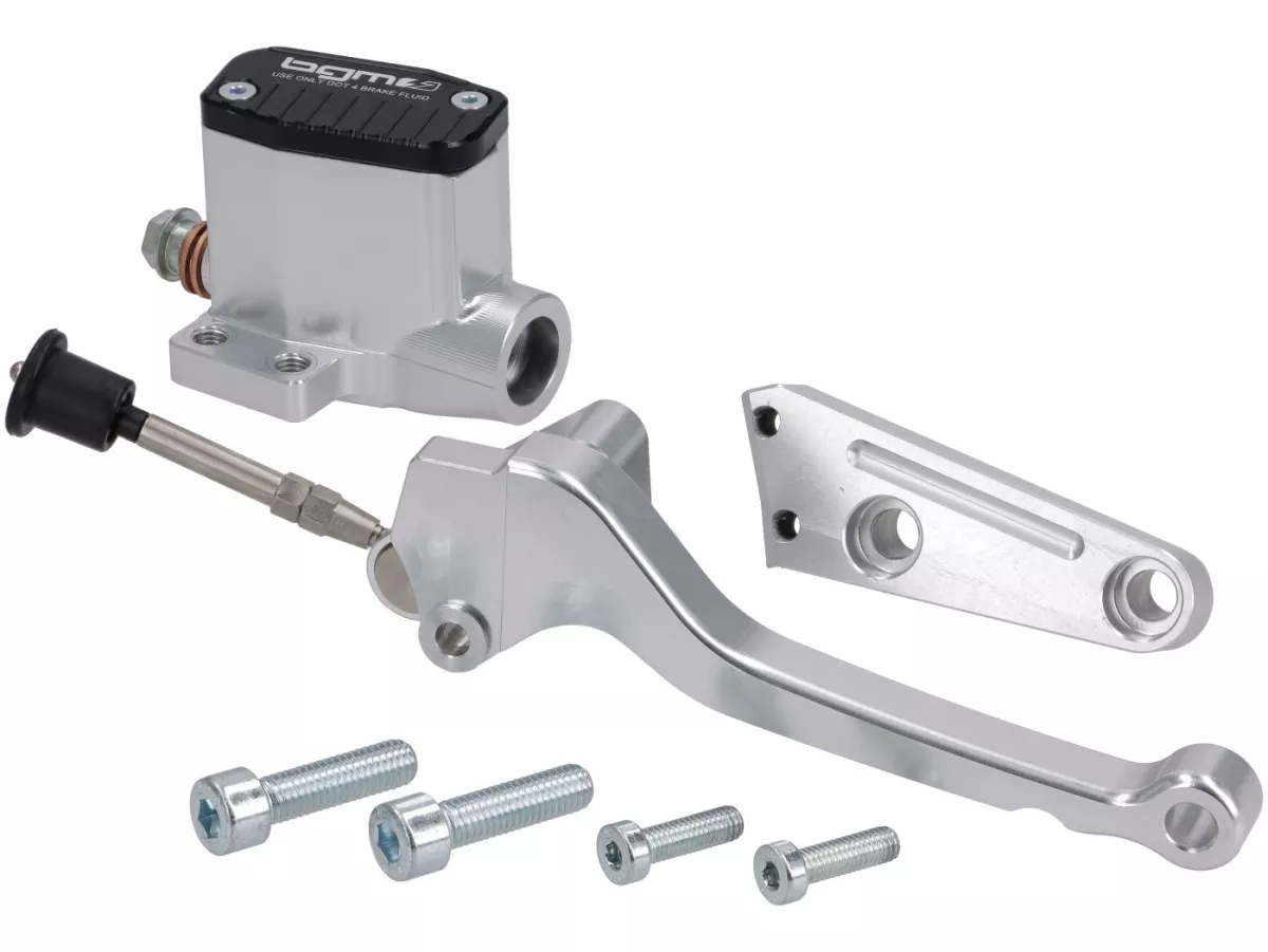 Bomba de freno delantera -BGM PRO SPORT- pistón Ø=11mm, CNC - Vespa PX- derecha, plata