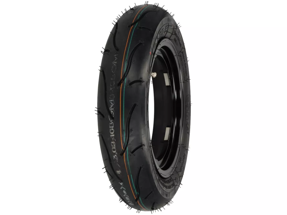 Komplett hjul - BGM Pro Superstrong - BGM Sport, slanglös, Vespa Smallframe V50, PK, Primavera, ET3- 3.00 - 10 tum TL 50S (förstärkt) - fälg 2.10-10 - svart glansig