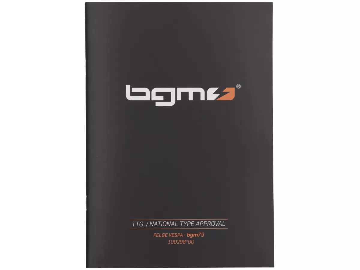 Compleet wiel - BGM Pro Superstrong - BGM Sport, tubeless, Vespa Smallframe V50, PK, Primavera, ET3- 3.00 - 10 inch TL 50S (versterkt) - velg 2.10-10 - zwart glanzend