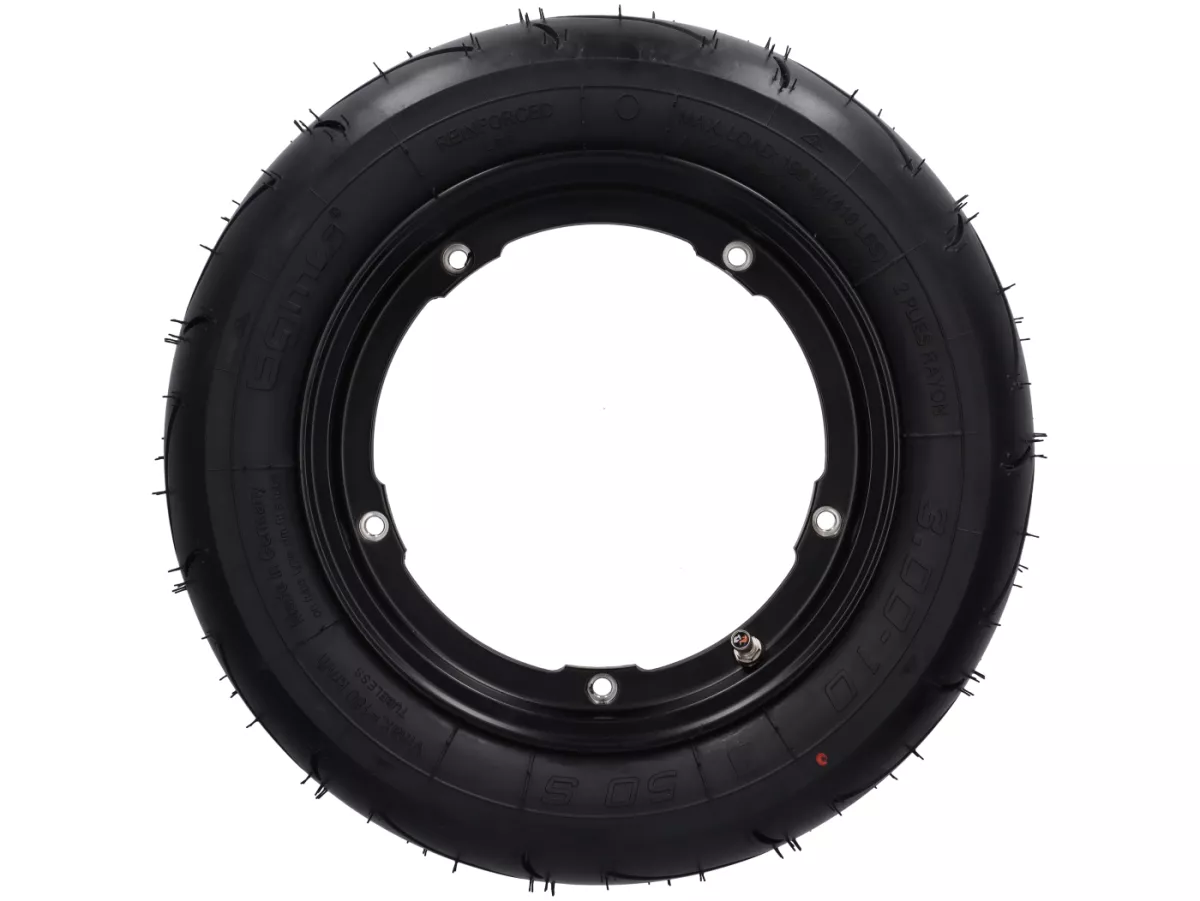 Roda lengkap - BGM Pro Superstrong - BGM Sport, tubeless, Vespa Smallframe V50, PK, Primavera, ET3- 3.00 - 10 inci TL 50S (diperkuat) - pelek 2.10-10 - hitam matt