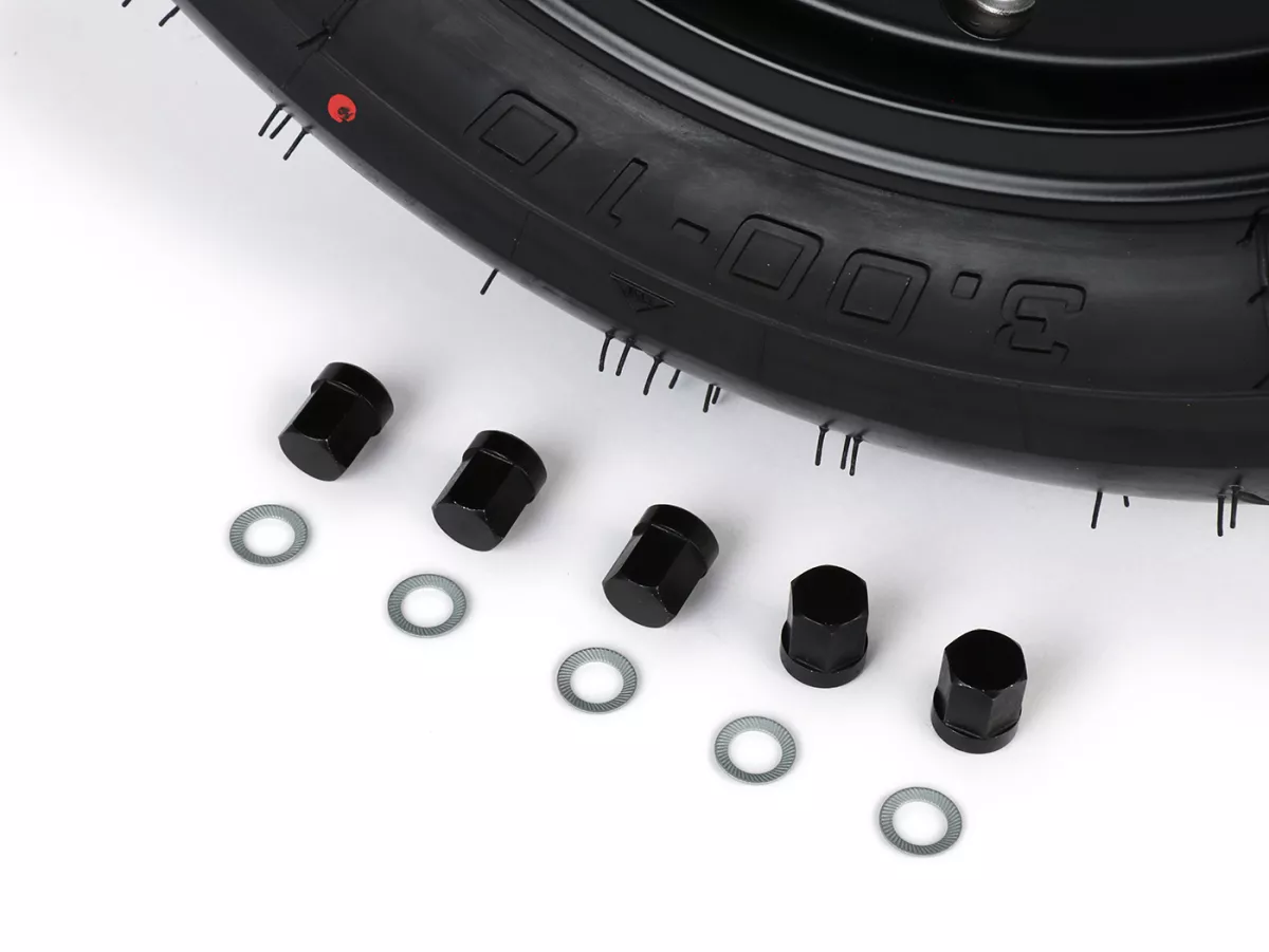 Roda lengkap - BGM Pro Superstrong - BGM Sport, tubeless, Vespa Smallframe V50, PK, Primavera, ET3- 3.00 - 10 inci TL 50S (diperkuat) - pelek 2.10-10 - hitam matt