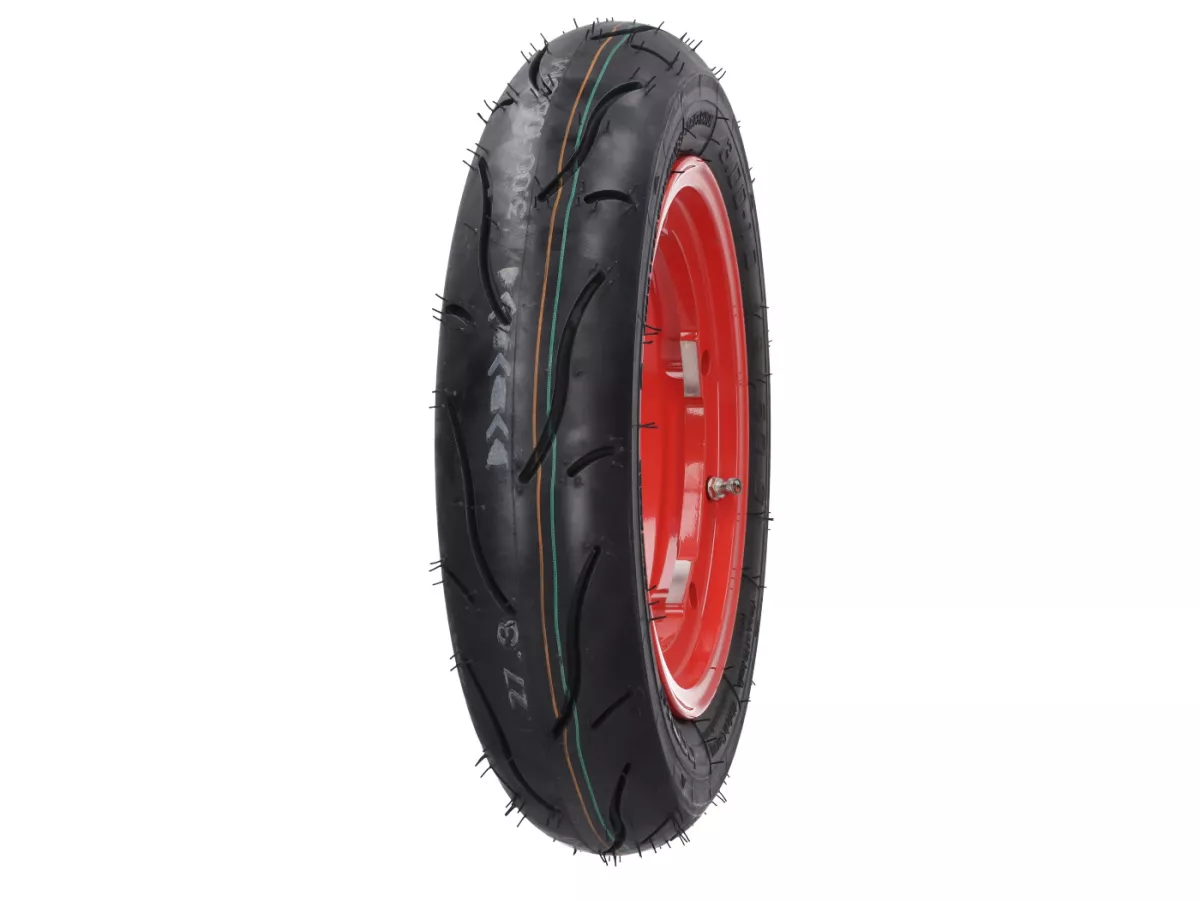 Roda lengkap - BGM Pro Superstrong - BGM Sport, tubeless, Vespa Smallframe V50, PK, Primavera, ET3- 3.00 - 10 inci TL 50S (diperkuat) - pelek 2.10-10 - merah