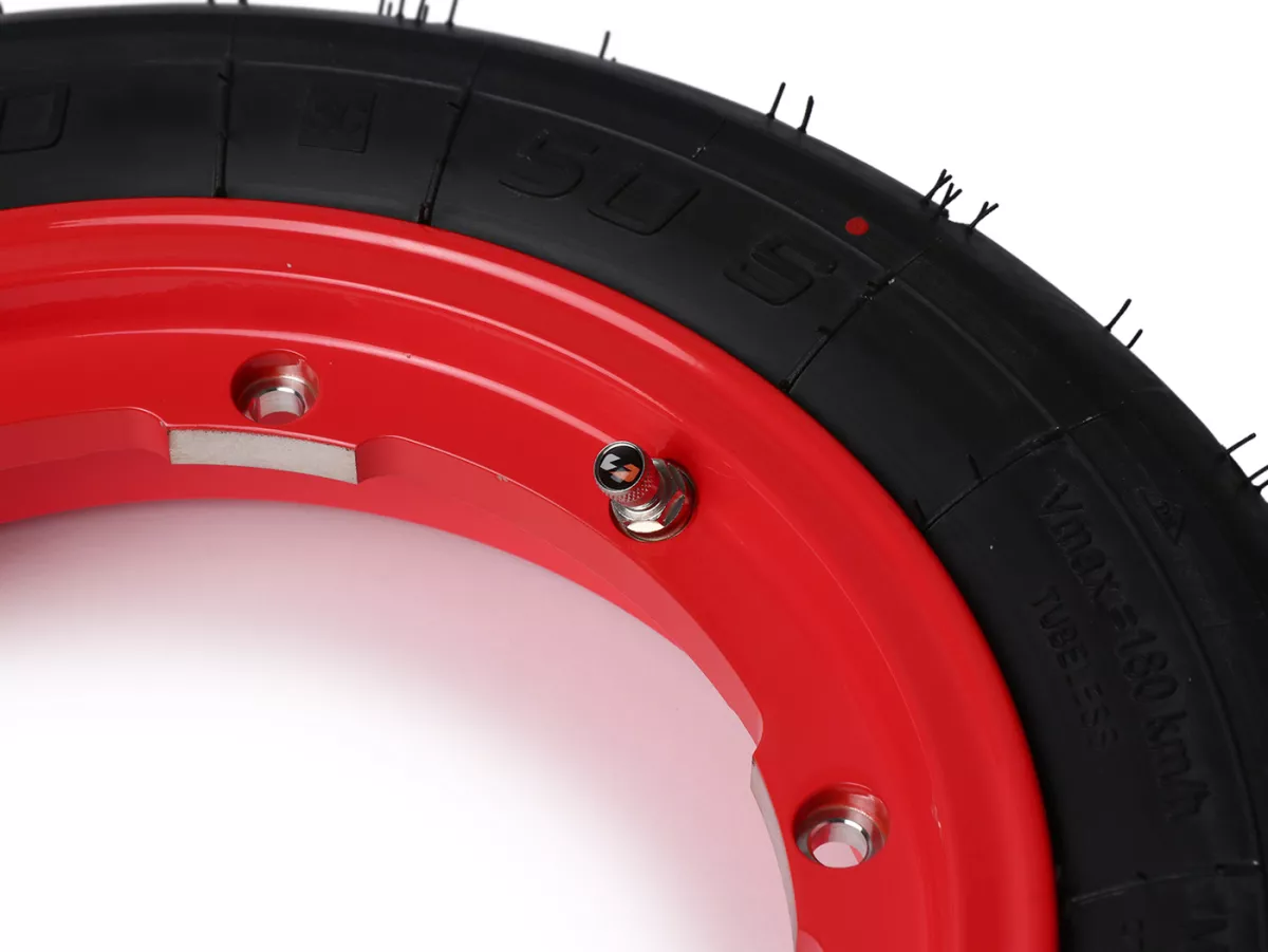 Komplettrad - BGM Pro Superstrong - BGM Sport, schlauchlos, Vespa Smallframe V50, PK, Primavera, ET3- 3.00 - 10 Zoll TL 50S (reinforced) - Felge 2.10-10 - rot