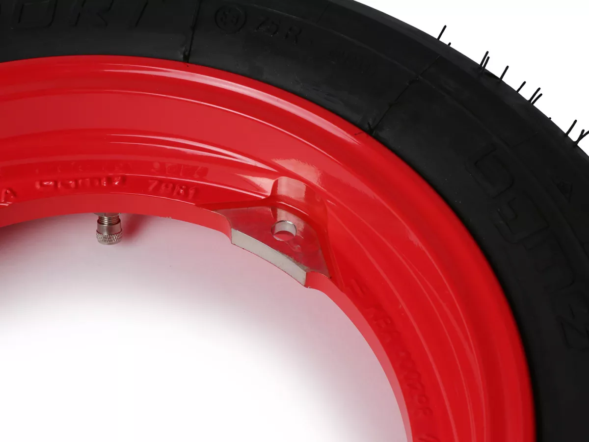 Komplettrad - BGM Pro Superstrong - BGM Sport, schlauchlos, Vespa Smallframe V50, PK, Primavera, ET3- 3.00 - 10 Zoll TL 50S (reinforced) - Felge 2.10-10 - rot