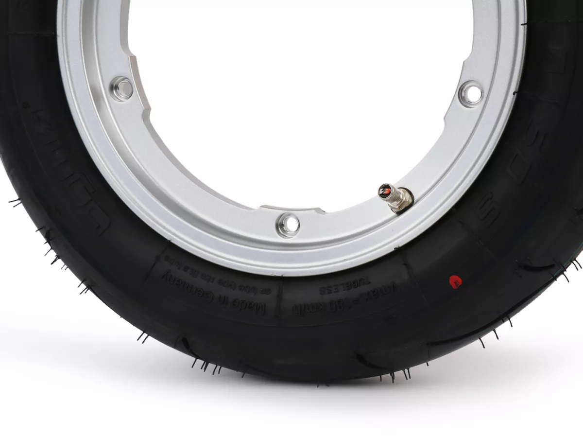 Komplettrad - BGM Pro Superstrong - BGM Sport, schlauchlos, Vespa Smallframe V50, PK, Primavera, ET3- 3.00 - 10 Zoll TL 50S (reinforced) - Felge 2.10-10 - silbern