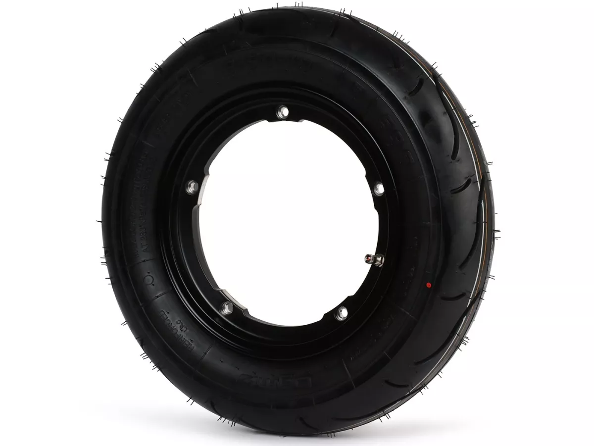 Roue complète - BGM Pro Superstrong - BGM Sport, chambre à air, Vespa Largeframe PX, Sprint, Rally, GT, GTR, TS, T4, LML Star/Stella- 3.50 - 10 pouces TL 59S (reinforced) - Jante 2.10-10 noire matte