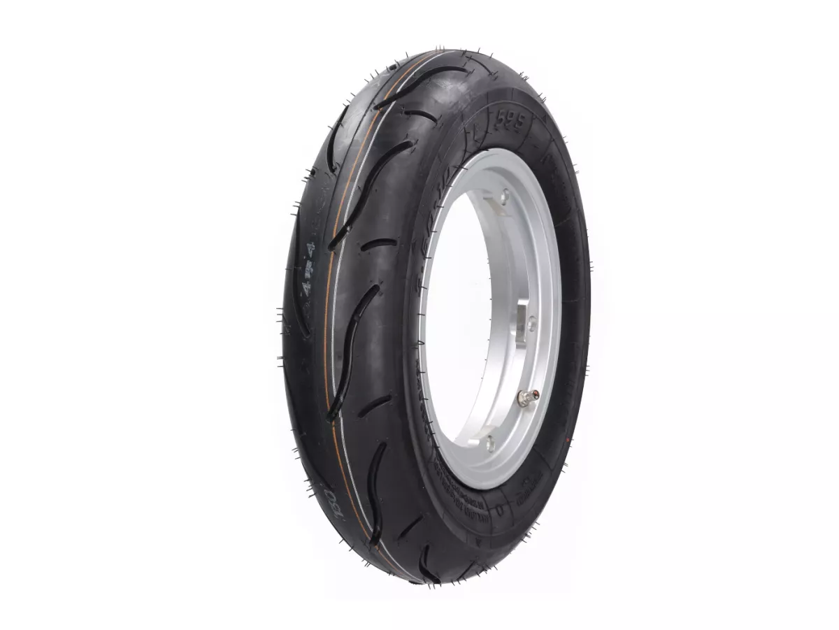 Roda lengkap - BGM Pro Superstrong -BGM Sport, tubeless, Vespa Largeframe PX, Sprint, Rally, GT, GTR, TS, T4, LML Star/Stella- 3.50 - 10 inci TL 59S (diperkuat) - Pelek 2.10-10 - Silver