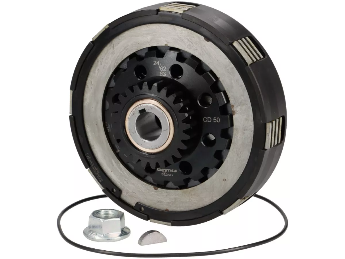 Koppeling 24T (62/63) -BGM PRO Superstrong 2.0 Touring CR Ultralube - Facing Cosa2 (aluminium 14mm/sinter)- 24 tanden voor primair wiel BGM Pro 62/63T (rechte vertanding) - Vespa PX, T5, Cosa, Sprint, Rally, GT/GTR, TS125, GL150, Super125 (VNC1 vanaf Nr11