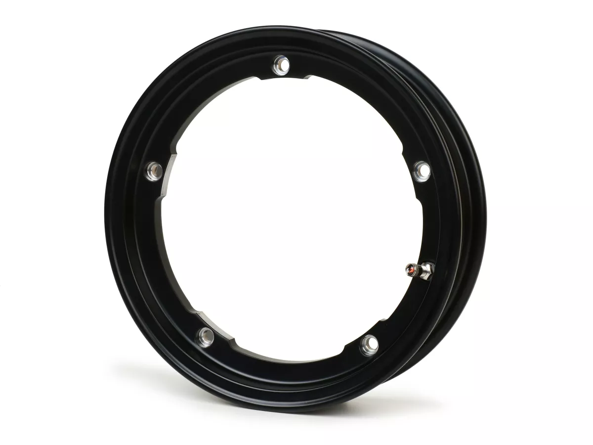Wiel -BGM Pro Superstrong tubeless 2.10-10 inch aluminium- Vespa V50, 50N, Special, PV, ET3, PK50-125 (S/XL/XL2), PX, T5, Sprint, Rally, GT/GTR, LML Star, Deluxe, Stella - matzwart