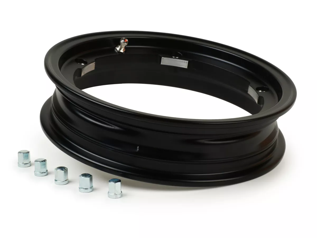 Wiel -BGM Pro Superstrong tubeless 2.10-10 inch aluminium- Vespa V50, 50N, Special, PV, ET3, PK50-125 (S/XL/XL2), PX, T5, Sprint, Rally, GT/GTR, LML Star, Deluxe, Stella - matzwart