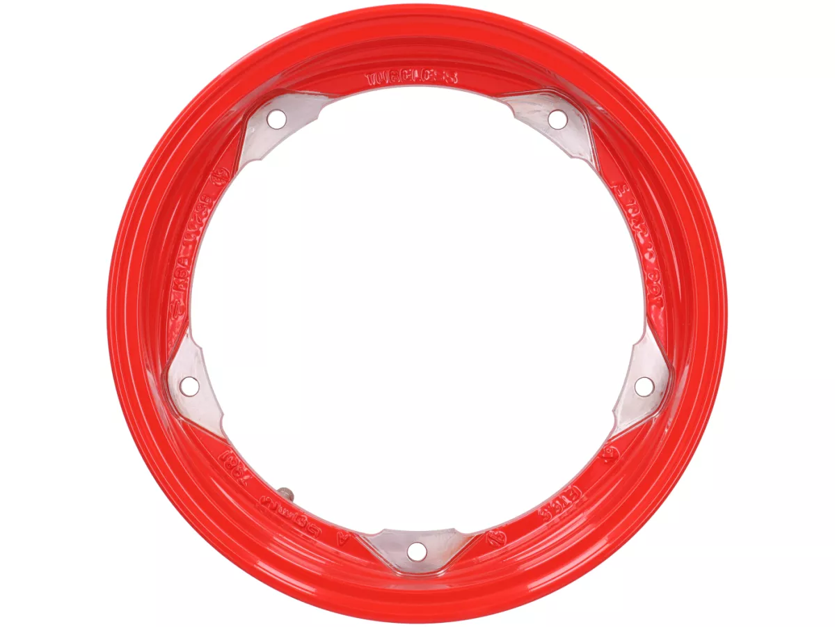 Rueda -BGM Pro Superstrong tubeless 2.10-10 pulgadas aluminio- Vespa V50, 50N, Special, PV, ET3, PK50-125 (S/XL/XL2), PX, T5, Sprint, Rally, GT/GTR, LML Star, Deluxe, Stella - roja