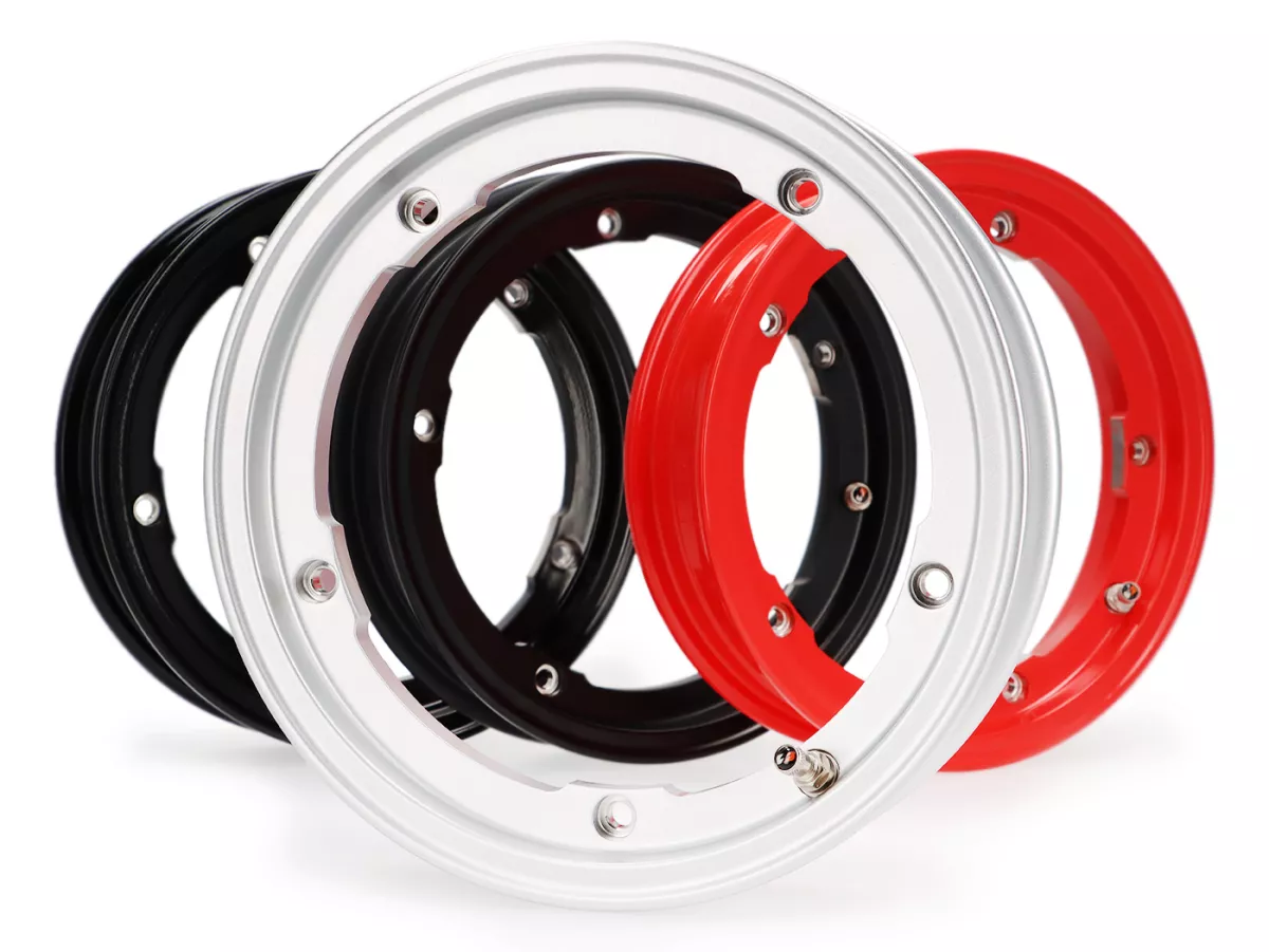 Roda -BGM Pro Superstrong tubeless 2.10-10 inci aluminium- Vespa V50, 50N, Special, PV, ET3, PK50-125 (S/XL/XL2), PX, T5, Sprint, Rally, GT/GTR, LML Star, Deluxe, Stella - Silver