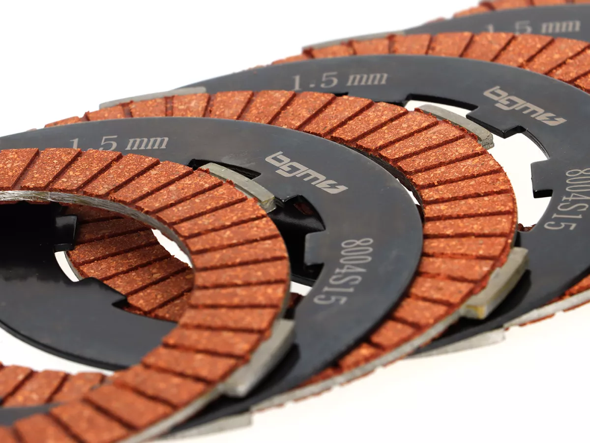 Clutch friction plate set incl. steel plates -BGM PRO  Type CR80 Alu- Lambretta LI, LIS, SX, TV (series 2-3), DL, GP - 4 friction plates