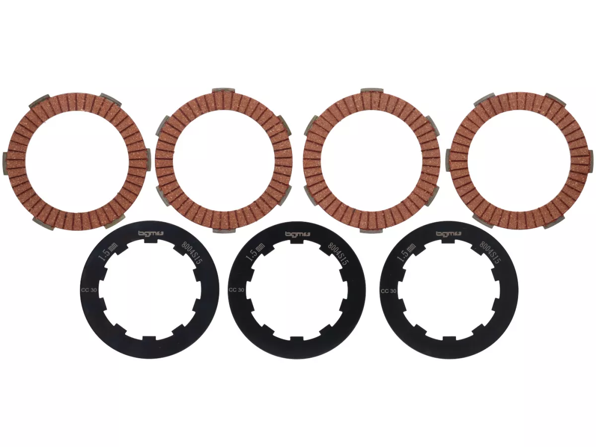Clutch friction plate set incl. steel plates -BGM PRO  Type CR80 Alu- Lambretta LI, LIS, SX, TV (series 2-3), DL, GP - 4 friction plates