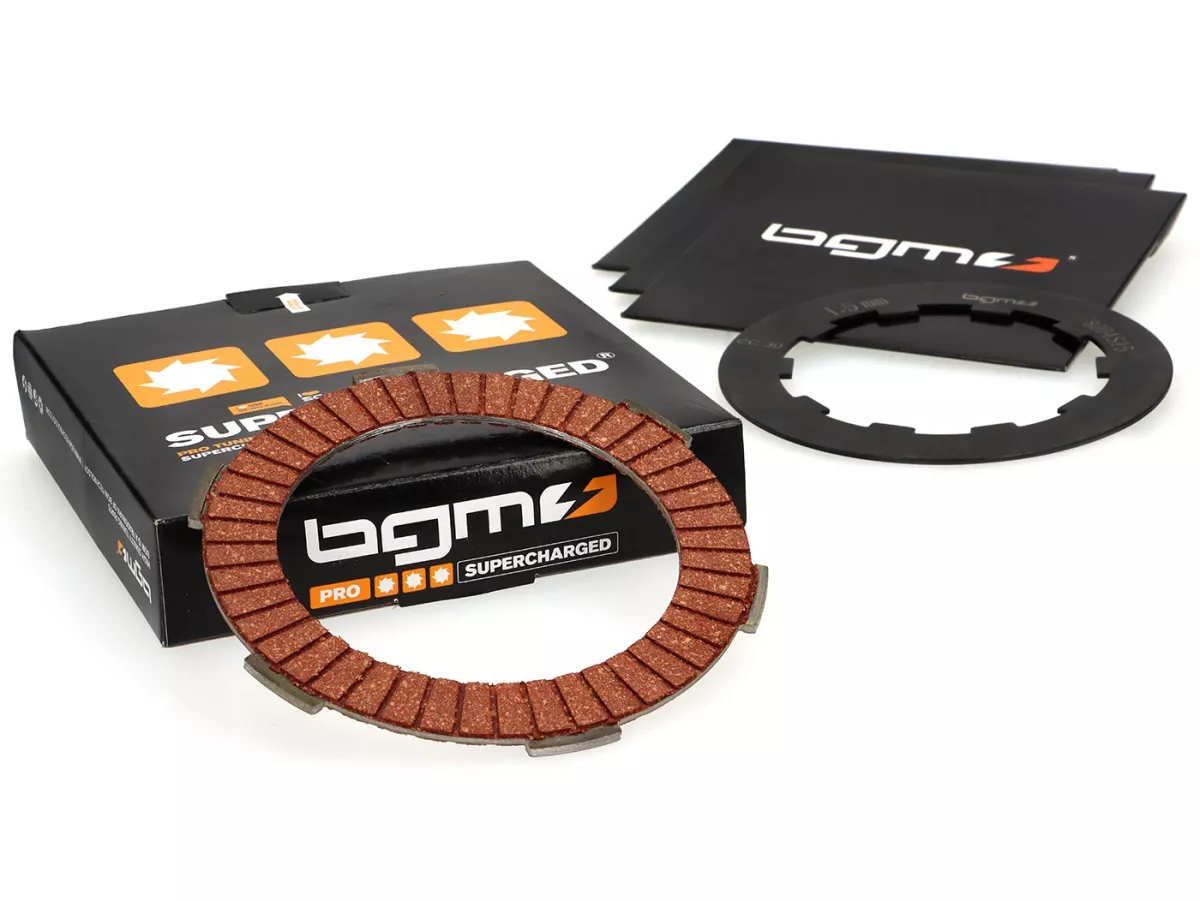 Clutch friction plate set incl. steel plates -BGM PRO  Type CR80 Alu- Lambretta LI, LIS, SX, TV (series 2-3), DL, GP - 4 friction plates