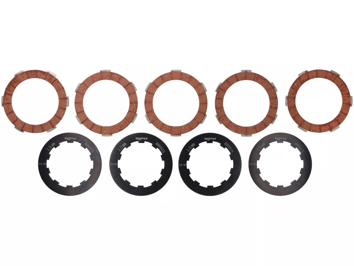 Set kampas kopling termasuk cakram dan pegas baja (diperkuat) -BGM PRO Superstrong Racing Red- Lambretta LI, LIS, SX, TV (Seri 2-3), DL, GP - 5-cakram