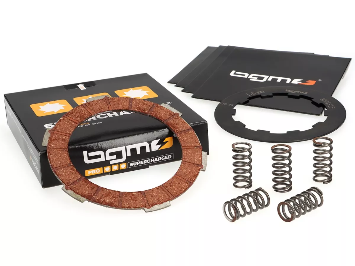 Set kampas kopling termasuk cakram dan pegas baja (diperkuat) -BGM PRO Superstrong Racing Red- Lambretta LI, LIS, SX, TV (Seri 2-3), DL, GP - 5-cakram