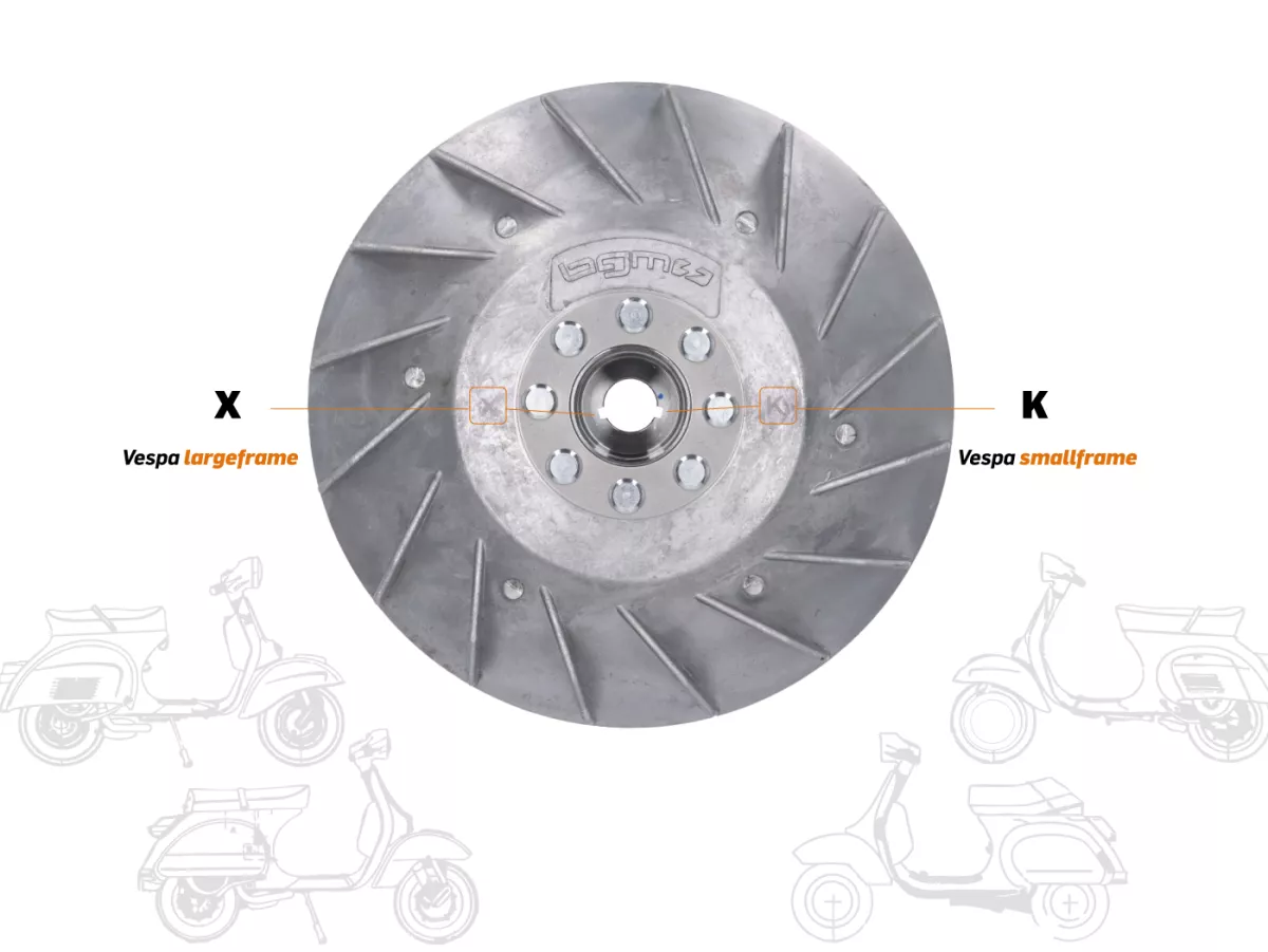 Roda tiang -BGM PRO TOURING 2.0 DualFit elektronik 2300g- Vespa Smallframe / Largeframe PK XL (Ø20mm), PK XL2, PK FL2, PK HP, PK125 ETS, PX, Cosa, LML 125/150 Star / Stella