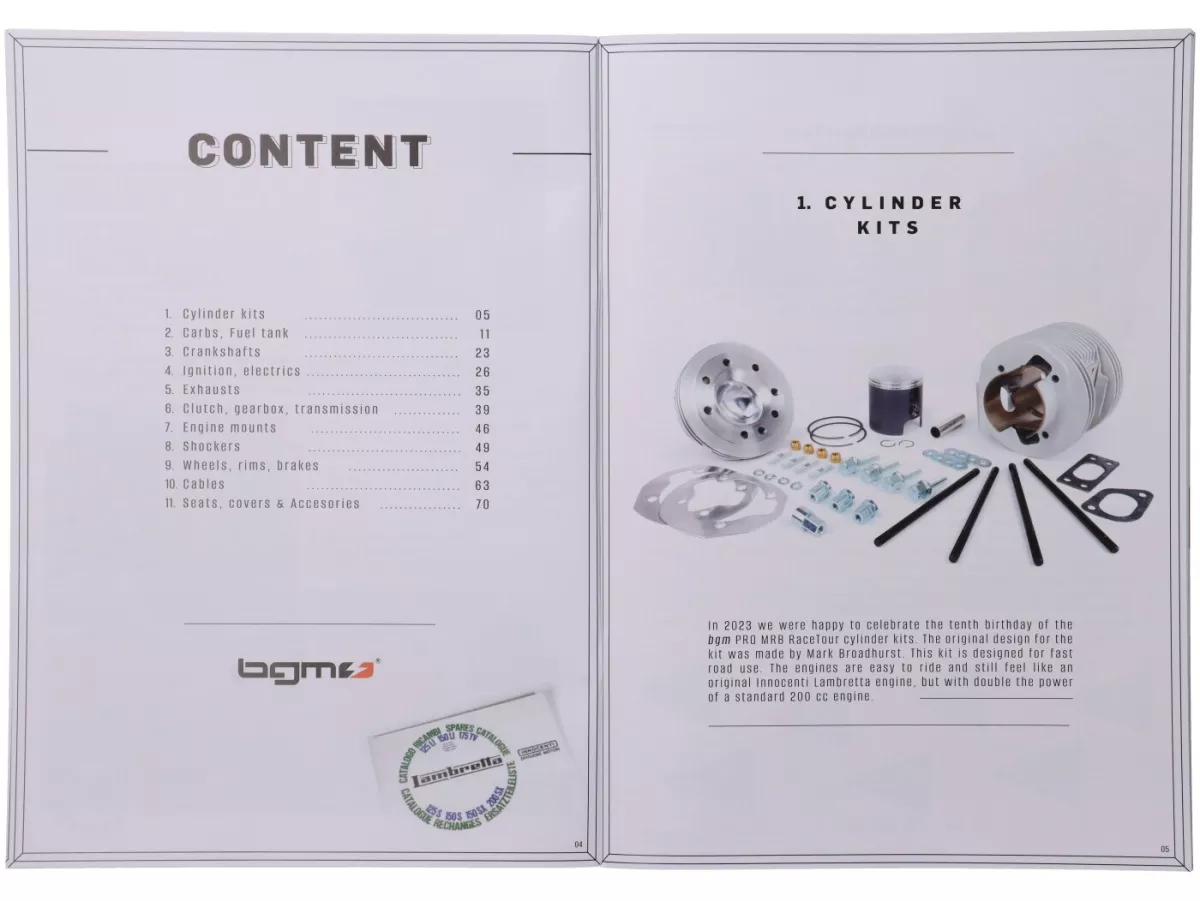 Catalogue -BGM 2024- pièces détachées pour Lambretta, 84 pages - anglais