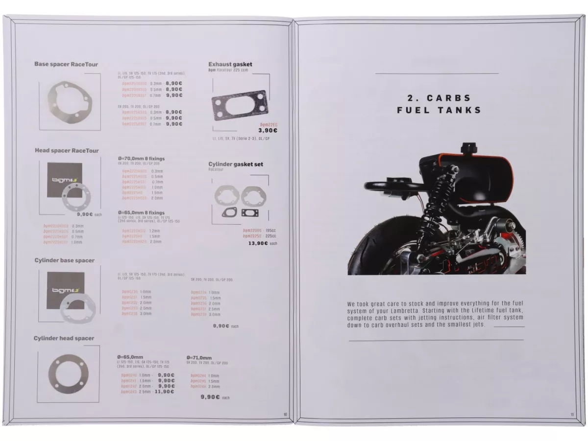 Catalogue -BGM 2024- pièces détachées pour Lambretta, 84 pages - anglais