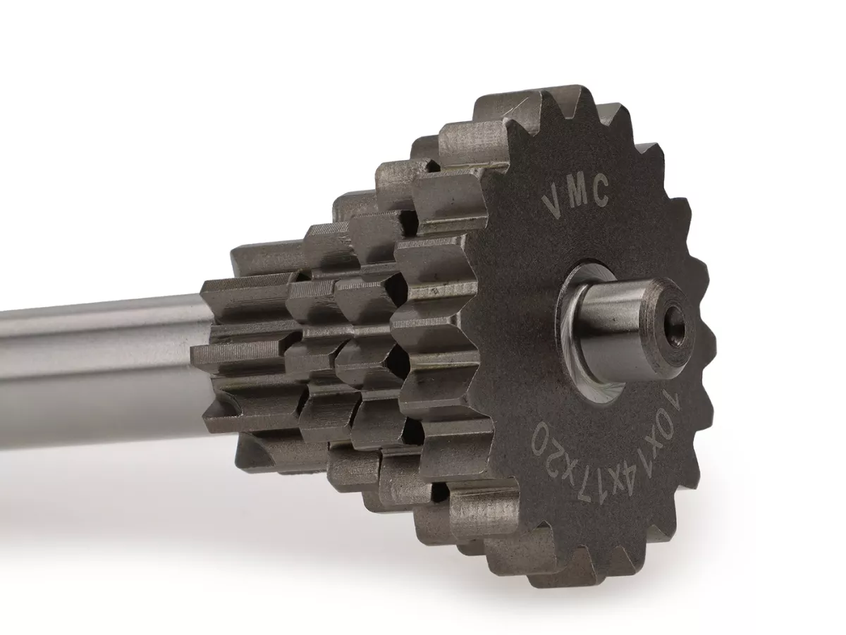 Gear cluster -VMC- Vespa V50, PV125, ET3, PK50, PK80, PK125 S-XL - 10-14-17-20 teeth (used with genuine gear box, short 3rd gear, extra short 4th gear)