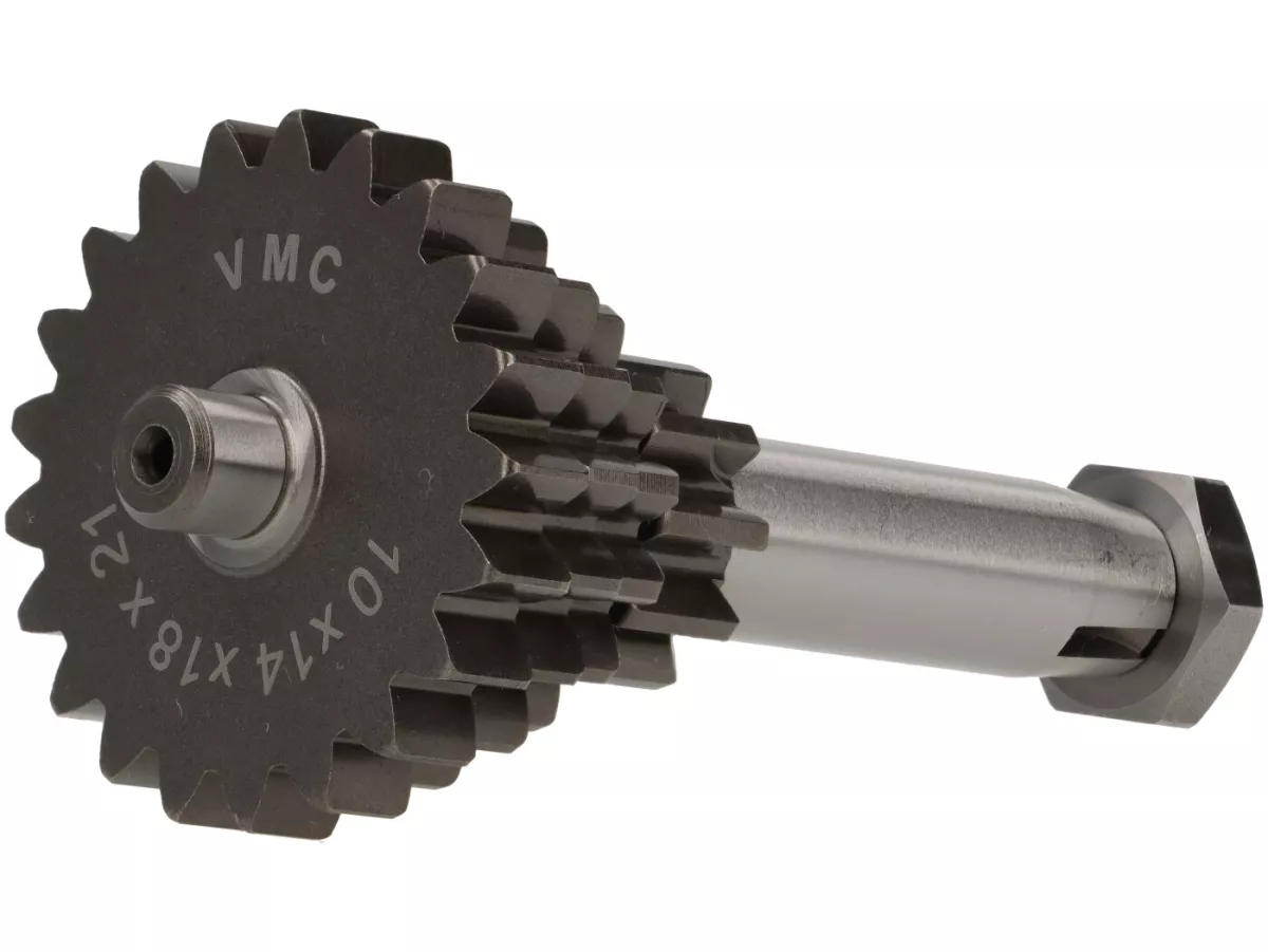 Gear cluster -VMC- Vespa V50, PV125, ET3, PK50, PK80, PK125 S-XL - 10-14-18-21 teeth (used with genuine gear box, short 4th gear)