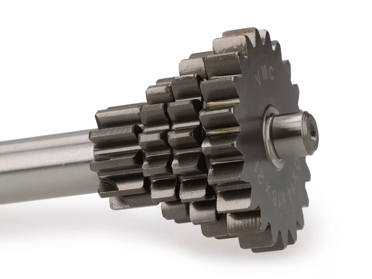 Gear cluster -VMC- Vespa V50, PV125, ET3, PK50, PK80, PK125 S-XL - 10-14-18-21 teeth (used with genuine gear box, short 4th gear)