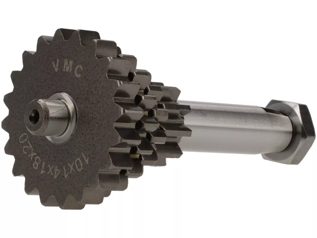 Gear cluster -VMC- Vespa V50, PV125, ET3, PK50, PK80, PK125 S-XL - 10-14-18-20 teeth (used with original gearbox, extra short fourth gear)