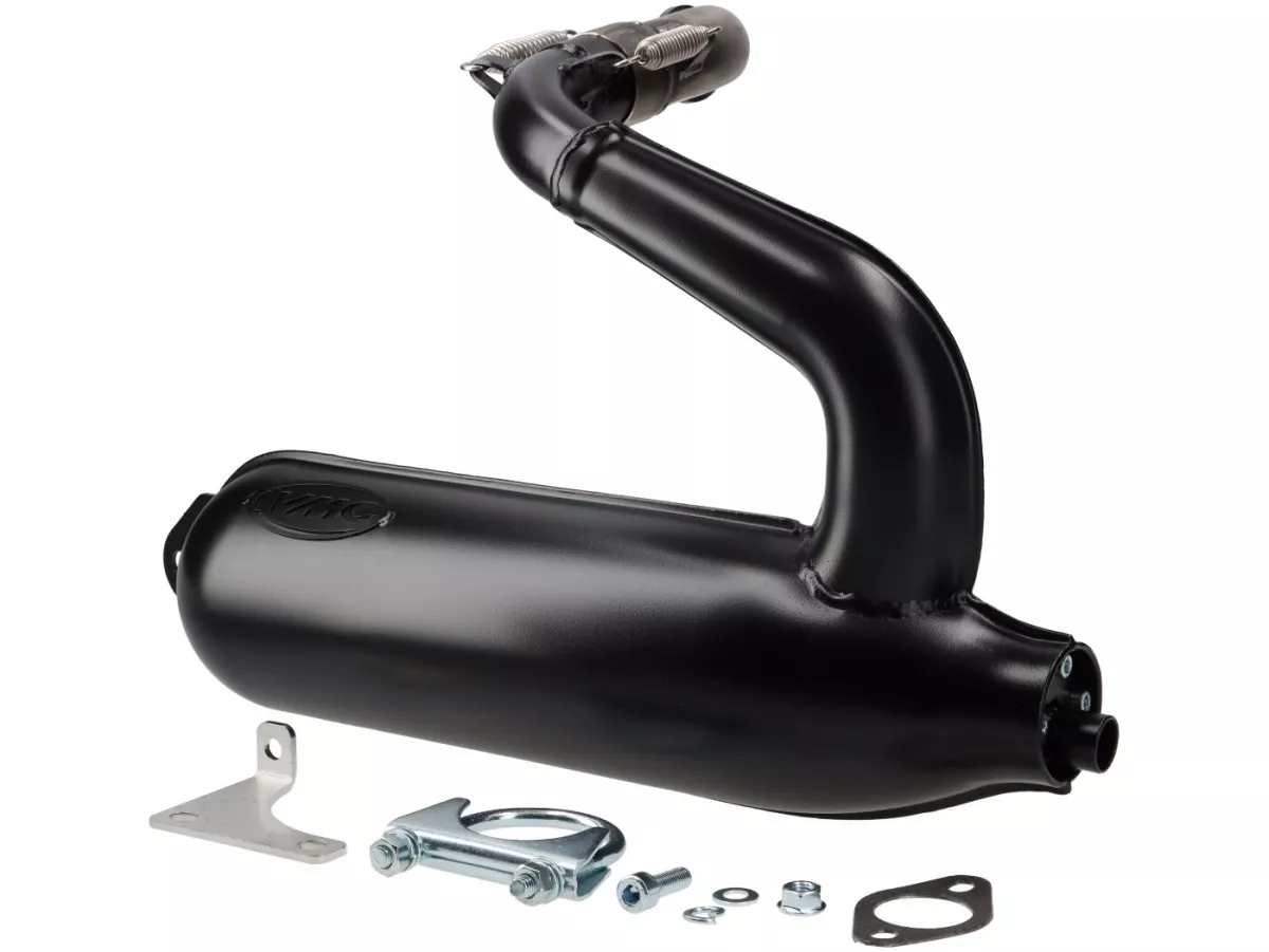Exhaust -VMC Tork- Smallframe SILURO SPORT- Smallframe 135-170ccm - VMC GS56/58, ET6, ET7, Pinasco Zuera, Quattrini M1 56-60, M1-60B, M1l 56-60 (52-60mm stud spacing)- Vespa V50, 50N, SS50, 50 SR, V90, ET3, PV125 - black painted