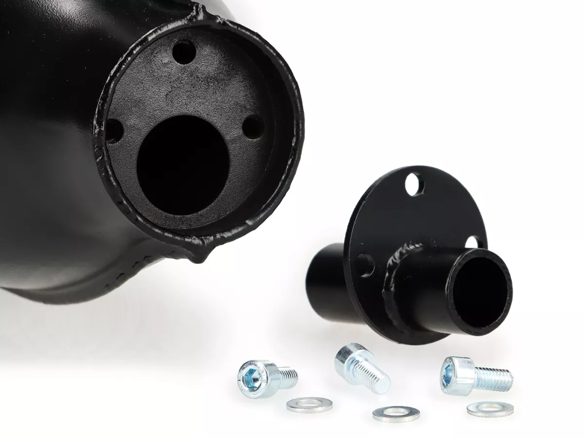 Exhaust -VMC Tork- Smallframe SILURO SPORT- Smallframe 135-170ccm - VMC GS56/58, ET6, ET7, Pinasco Zuera, Quattrini M1 56-60, M1-60B, M1l 56-60 (52-60mm stud spacing)- Vespa V50, 50N, SS50, 50 SR, V90, ET3, PV125 - black painted