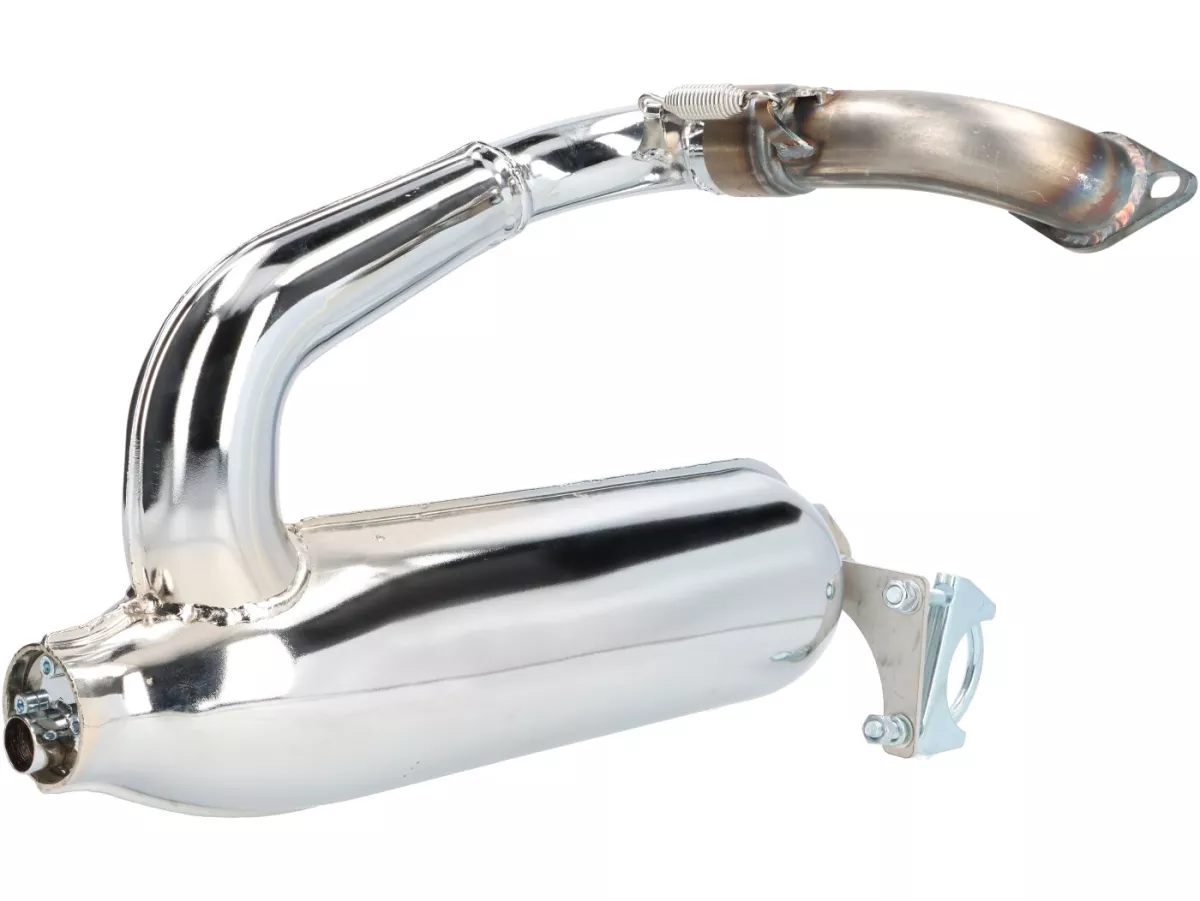 Exhaust -VMC Tork- Smallframe SILURO SPORT- Smallframe 135-170ccm - VMC GS56/58, ET6, ET7, Pinasco Zuera, Quattrini M1 56-60, M1-60B, M1l 56-60 (52-60mm stud spacing)- Vespa V50, 50N, SS50, 50 SR, V90, ET3, PV125 - chrome-plated