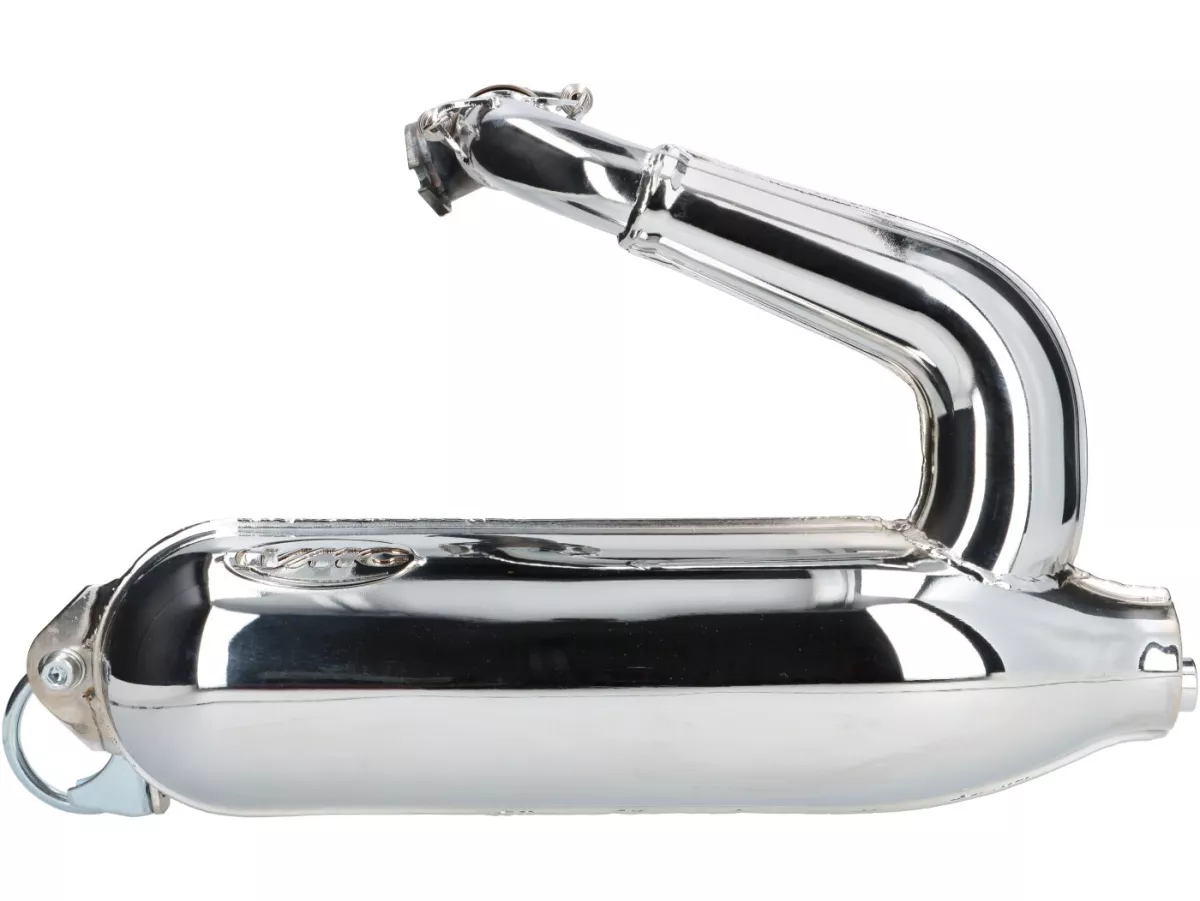 Exhaust -VMC Tork- Smallframe SILURO SPORT- Smallframe 135-170ccm - VMC GS56/58, ET6, ET7, Pinasco Zuera, Quattrini M1 56-60, M1-60B, M1l 56-60 (52-60mm stud spacing)- Vespa V50, 50N, SS50, 50 SR, V90, ET3, PV125 - chrome-plated