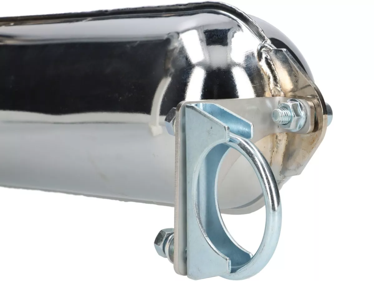 Exhaust -VMC Tork- Smallframe SILURO SPORT- Smallframe 135-170ccm - VMC GS56/58, ET6, ET7, Pinasco Zuera, Quattrini M1 56-60, M1-60B, M1l 56-60 (52-60mm stud spacing)- Vespa V50, 50N, SS50, 50 SR, V90, ET3, PV125 - chrome-plated