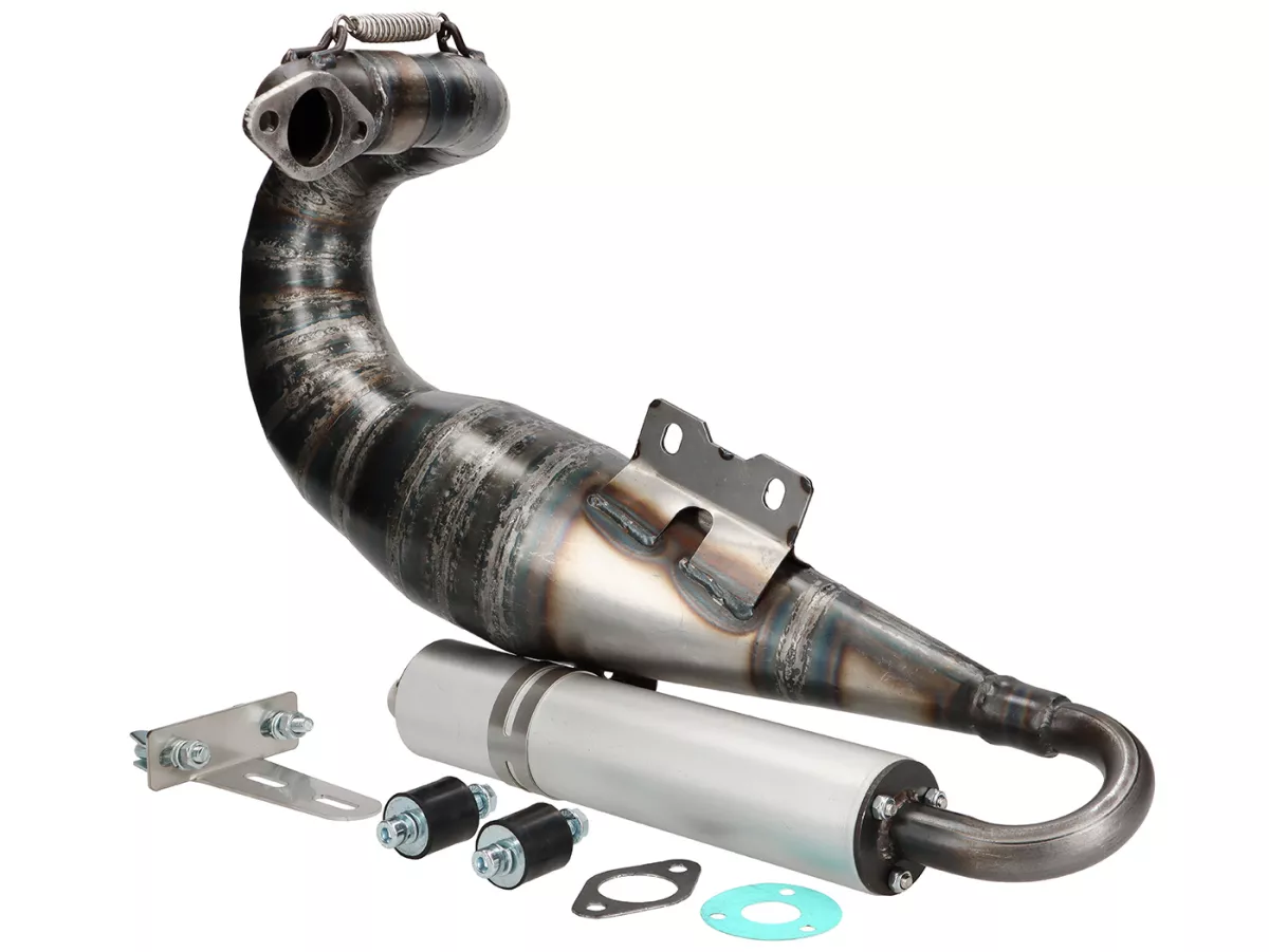 Escape -VMC Strada S3 Ø=32mm- VMC GS56/58, ET6, ET7, M1B60, M1L60, Pinasco Zuera, Polini 135 Evolution, Malossi 136 MHR (distancia entre espárragos 52-56mm)- Vespa ET3, PV125 - encaja con el maletero