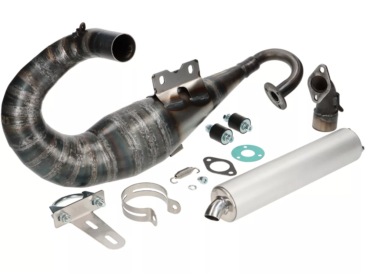 Escape -VMC Strada S3 Ø=32mm- VMC GS56/58, ET6, ET7, M1B60, M1L60, Pinasco Zuera, Polini 135 Evolution, Malossi 136 MHR (distancia entre espárragos 52-56mm)- Vespa ET3, PV125 - encaja con el maletero