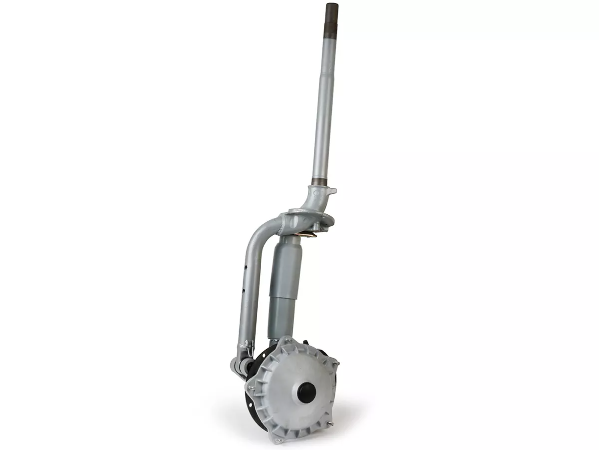 Horquilla con freno de disco y amortiguador (completa) -OEM LML Classic Grimeca Style Ø20mm eje- Vespa PX80, PX125, PX150, PX200 Lusso (1984-) - gris plateado