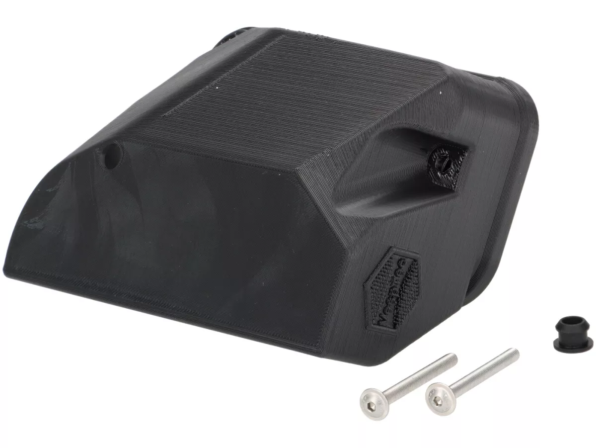 Carburettor sump cover -VESPTEC- Airbox for Vespa Largeframe without separate lubrication -PX old (-1983), Rally, Sprint, Super, TS, GT, GTR, VBA, VBB, VNB - plastic (ASA, black)