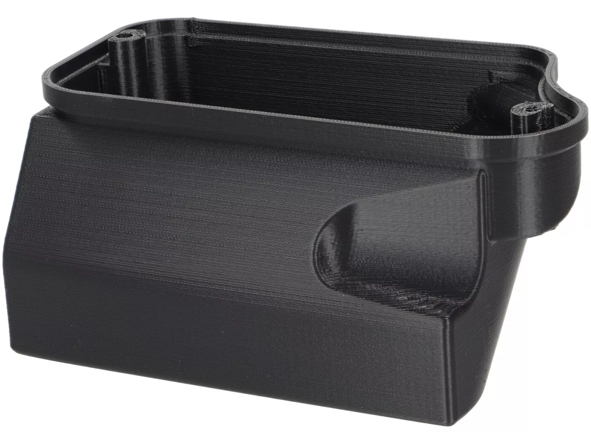 Carburettor sump cover -VESPTEC- Airbox for Vespa Largeframe without separate lubrication -PX old (-1983), Rally, Sprint, Super, TS, GT, GTR, VBA, VBB, VNB - plastic (ASA, black)