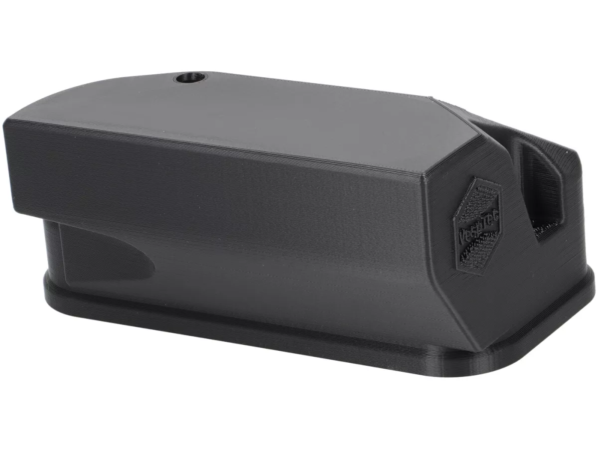 Carburettor sump cover -VESPTEC- Airbox for Vespa Largeframe without separate lubrication -PX old (-1983), Rally, Sprint, Super, TS, GT, GTR, VBA, VBB, VNB - plastic (ASA, black)