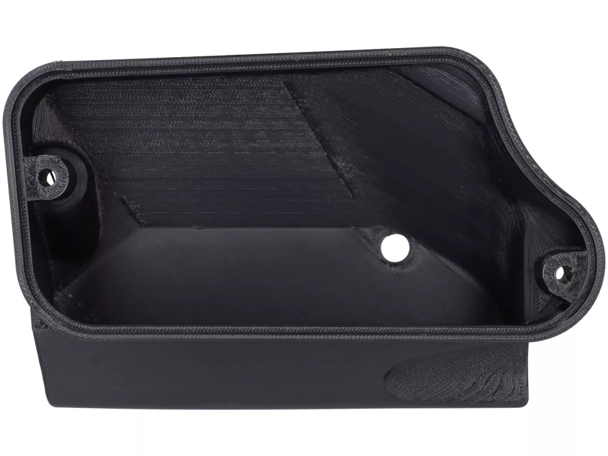 Carburettor sump cover -VESPTEC- Airbox for Vespa Largeframe without separate lubrication -PX old (-1983), Rally, Sprint, Super, TS, GT, GTR, VBA, VBB, VNB - plastic (ASA, black)