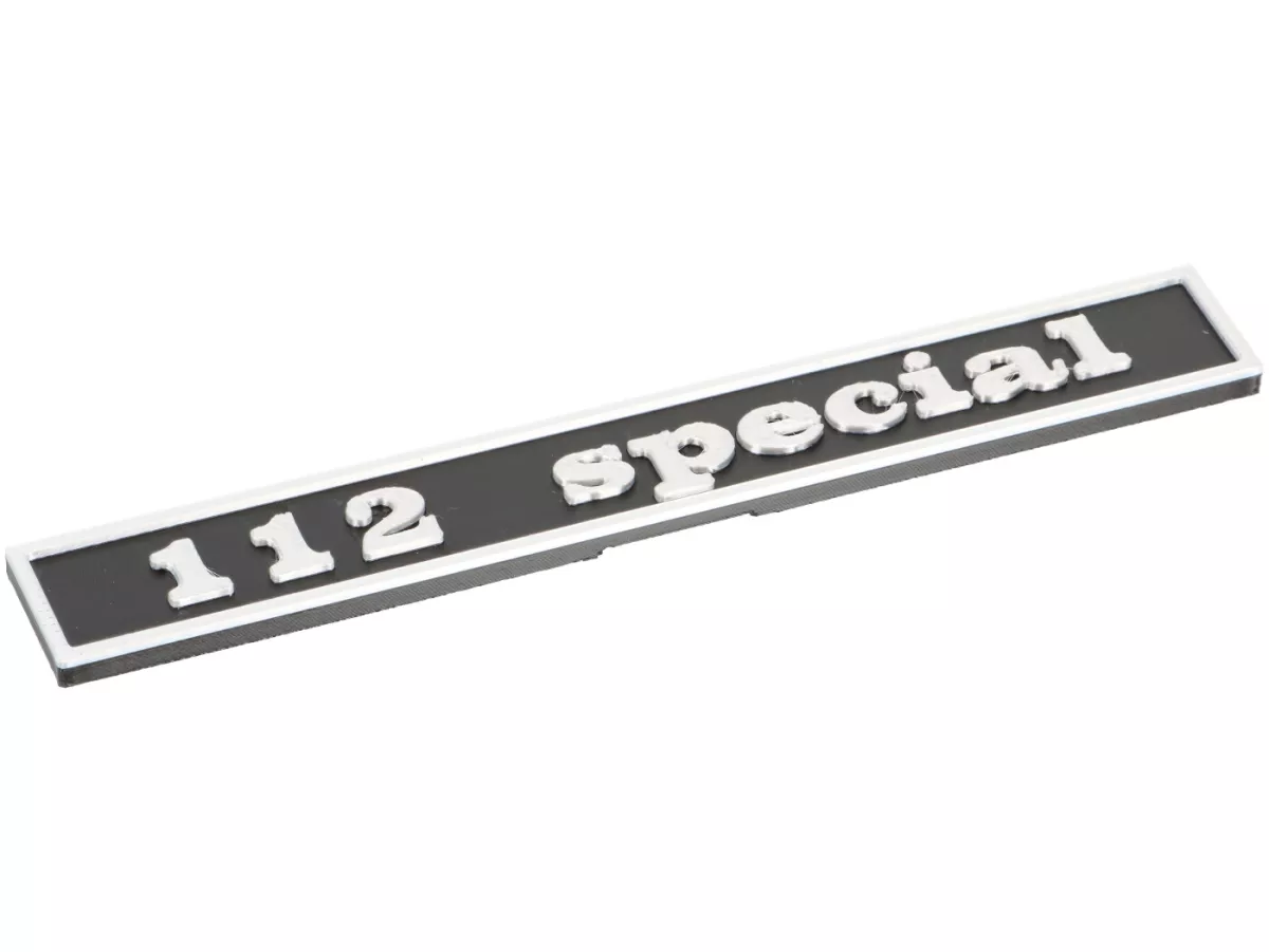 Rotulación -VESPTEC 112 special- trasera para Vespa 50 Special (V5B1T38640-), V5B3T, 132x17 mm - plástico - (negro/aluminio)