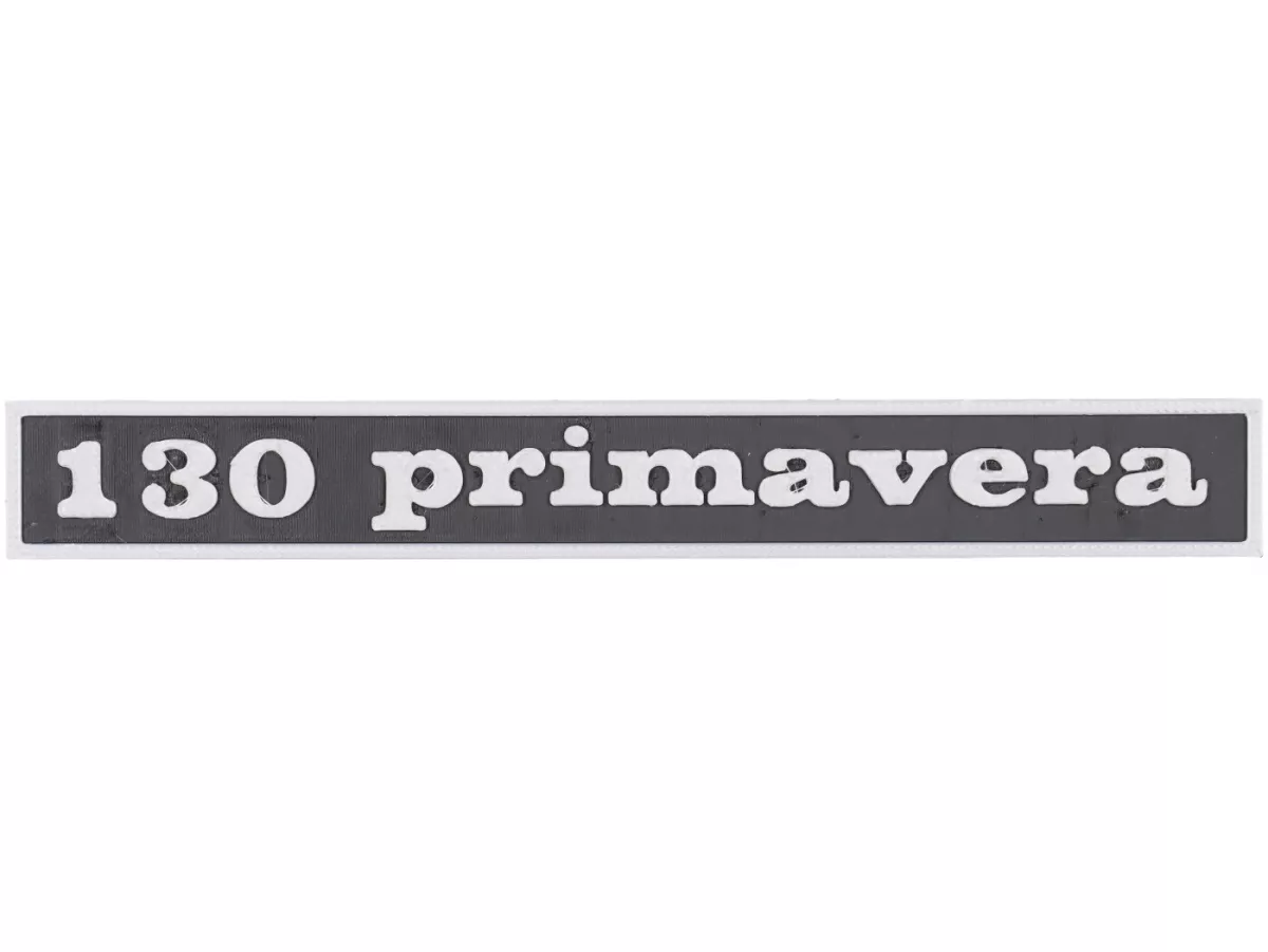 Badge -VESPTEC 130 primavera- for Vespa 125 Primavera VMA2T 073489-), ET3 (VMB1T), 147x17 mm - plastic - (black/aluminium)
