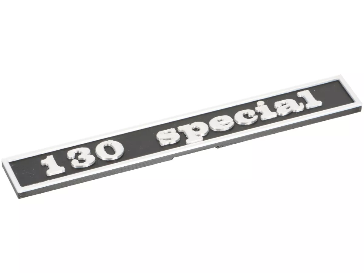 Rotulación -VESPTEC 130 special- trasera para Vespa 50 Special (V5B1T 38640-), V5B3T, 132x17 mm - plástico - (negro/aluminio)