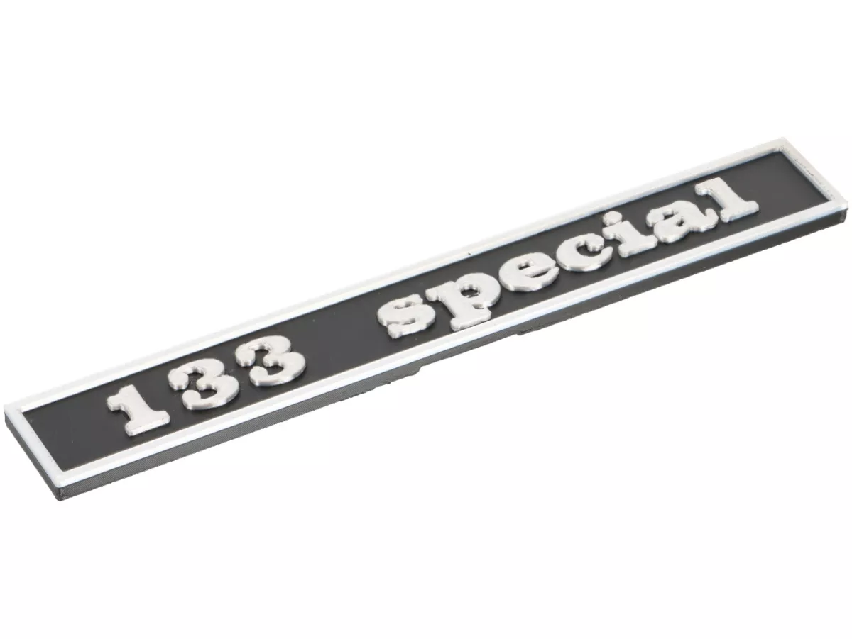 Lettera -VESPTEC 133 special- posteriore per Vespa 50 Special (V5B1T 38640-), V5B3T, 132x17 mm - plastica - (nero/alluminio)