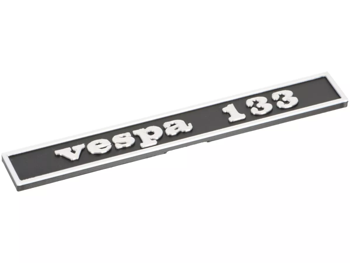 Rotulación -VESPTEC Vespa 133- trasera para Vespa 50 R (V5A1T 828604-), 132x17 mm - plástico - (negro/aluminio)