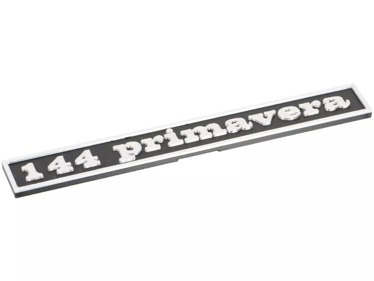 Bakre bokstäver -VESPTEC 144 primavera- för Vespa 125 Primavera (VMA2T 073489-), ET3 (VMB1T), 147x17 mm - plast - (svart/aluminium)