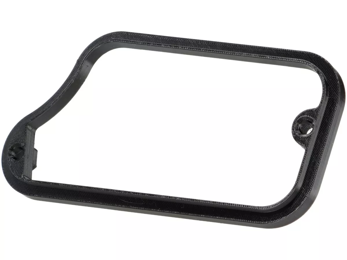 Spacer carburettor bowl cover -VESPTEC- Airbox for Vespa Largeframe without separate lubrication, VNB, VBA, VBB, Super, GT, GTR, Sprint, TS, Rally, PX old (-1983) - plastic (black)