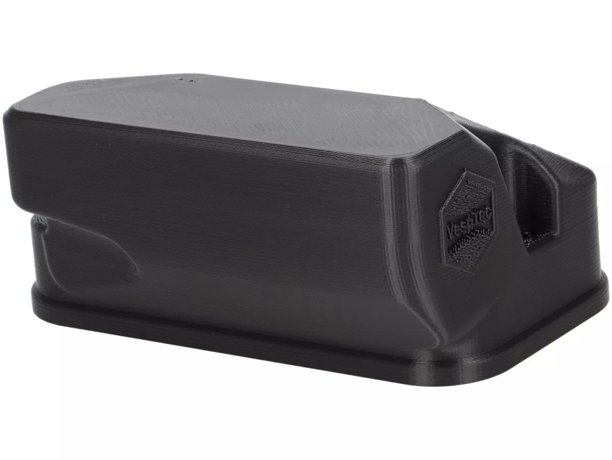 Carburettor bowl cover -VESPTEC- Airbox for Vespa Largeframe with separate lubrication, PX Lusso (1984-) - plastic (ASA, black)