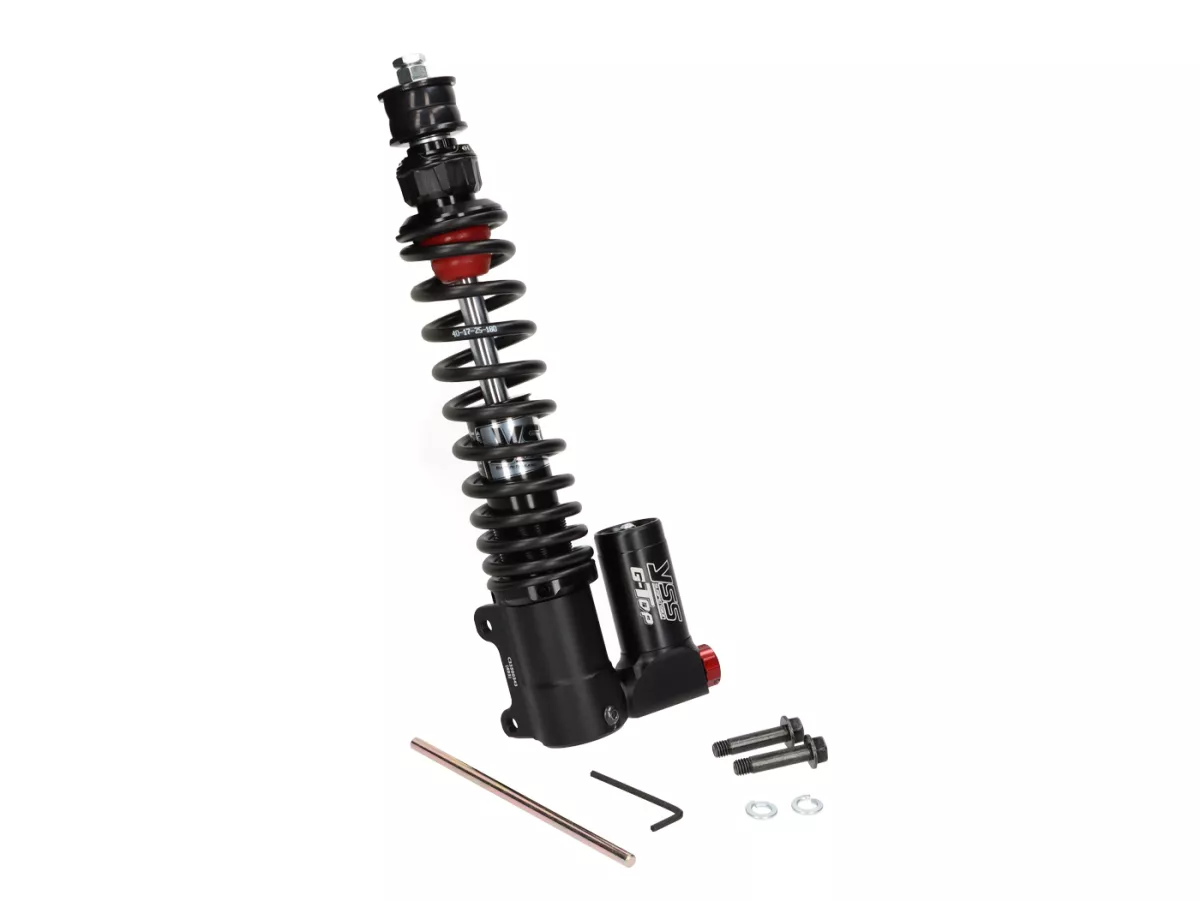 Amortisseur avant -YSS TRC Top Line Performance - Black Edition - pression de gaz avec réservoir d'expansion externe, 280mm avec TÜV/ABE- Vespa GTS 125-300 Keyless 2023-